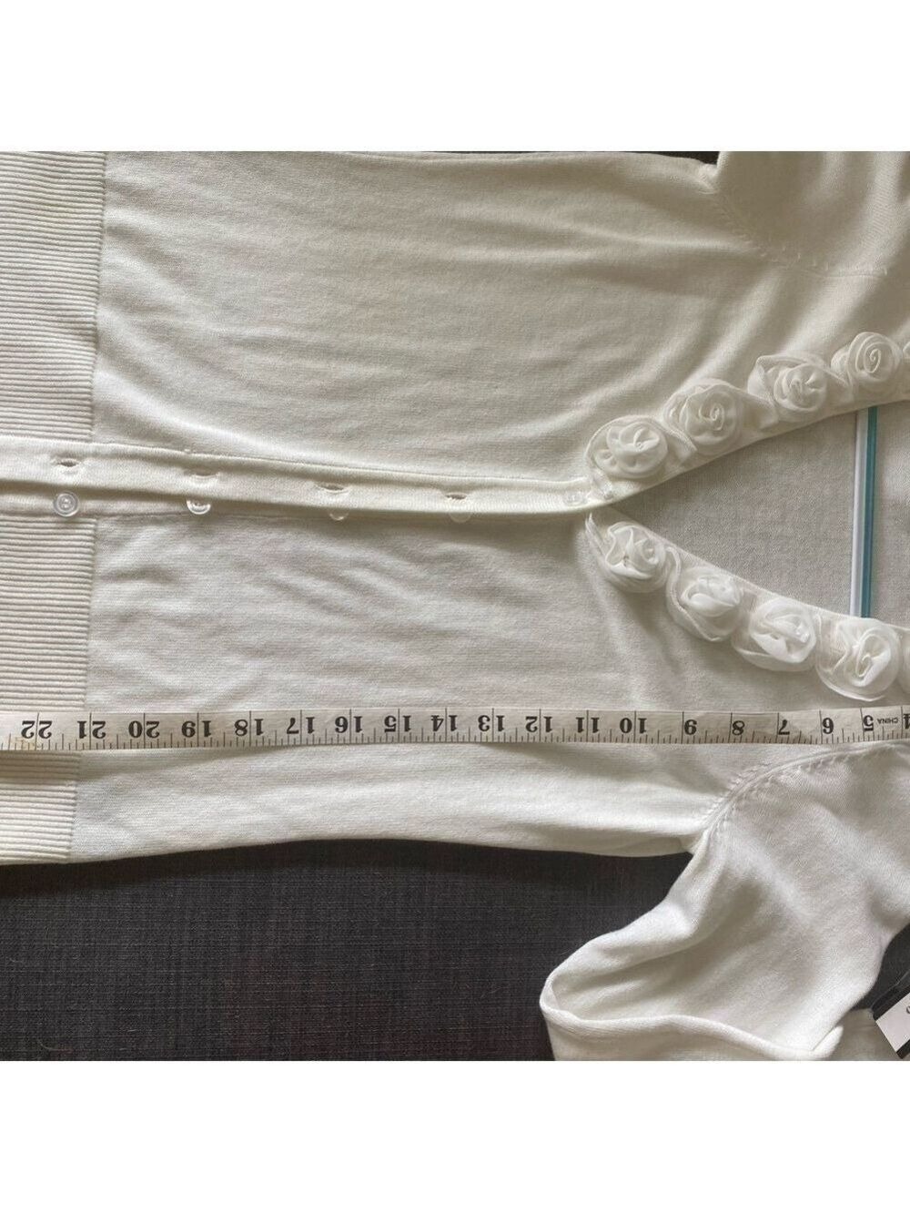 NWT AB Studio Cardigan sweater in White, size small 100%cotton - Picture 9 of 11